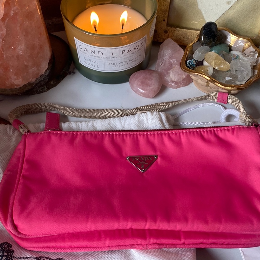 Hot pink Prada Nylon Tessutto pouchette